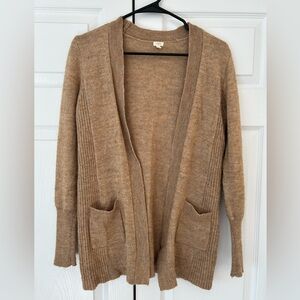 J.Crew Women’s Camel Brown Knit Open Front Wool/Alpaca Cardigan Sweater Size S